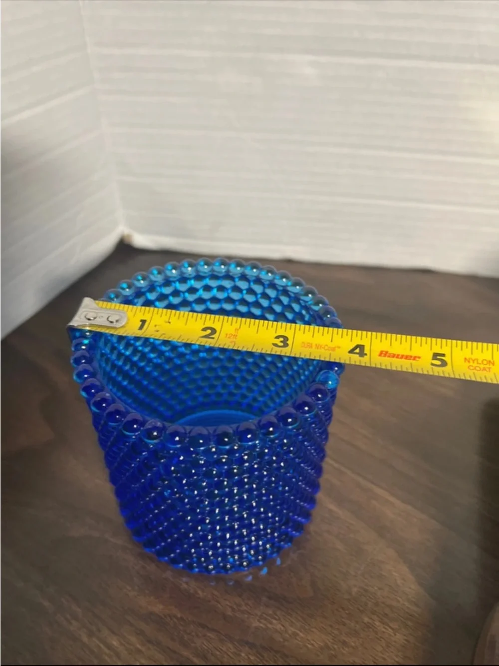 Vintage Large  Blue Glass Hobnail